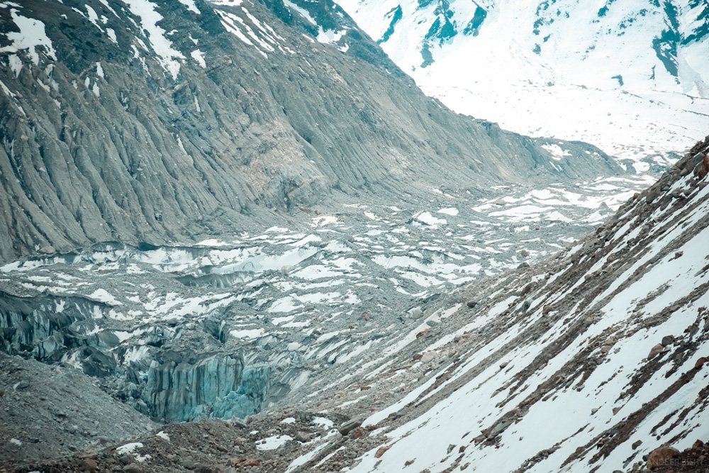 gaumukh glacier aerial view